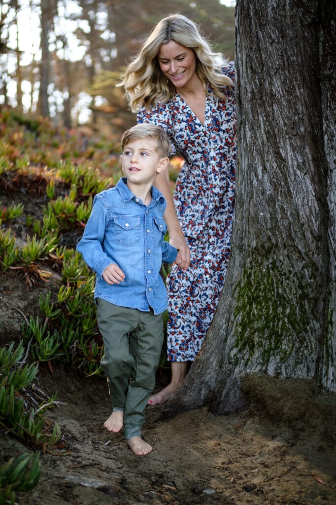 Mom lets son guide her through a cypress forest